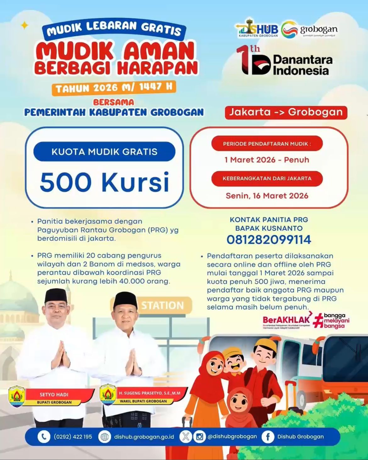 Mudik Lebaran Gratis 2026: Mudik Aman Berbagi Harapan – Jakarta ke Grobogan (500 Kursi)