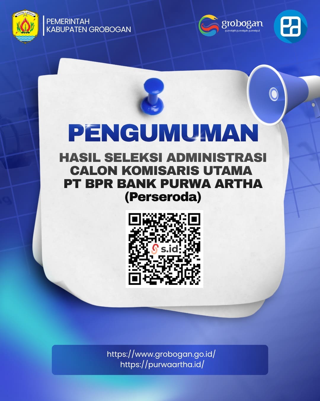 Hasil Seleksi Administrasi Calon Komisaris Utama BPR Bank Purwa Artha (Perseroda)