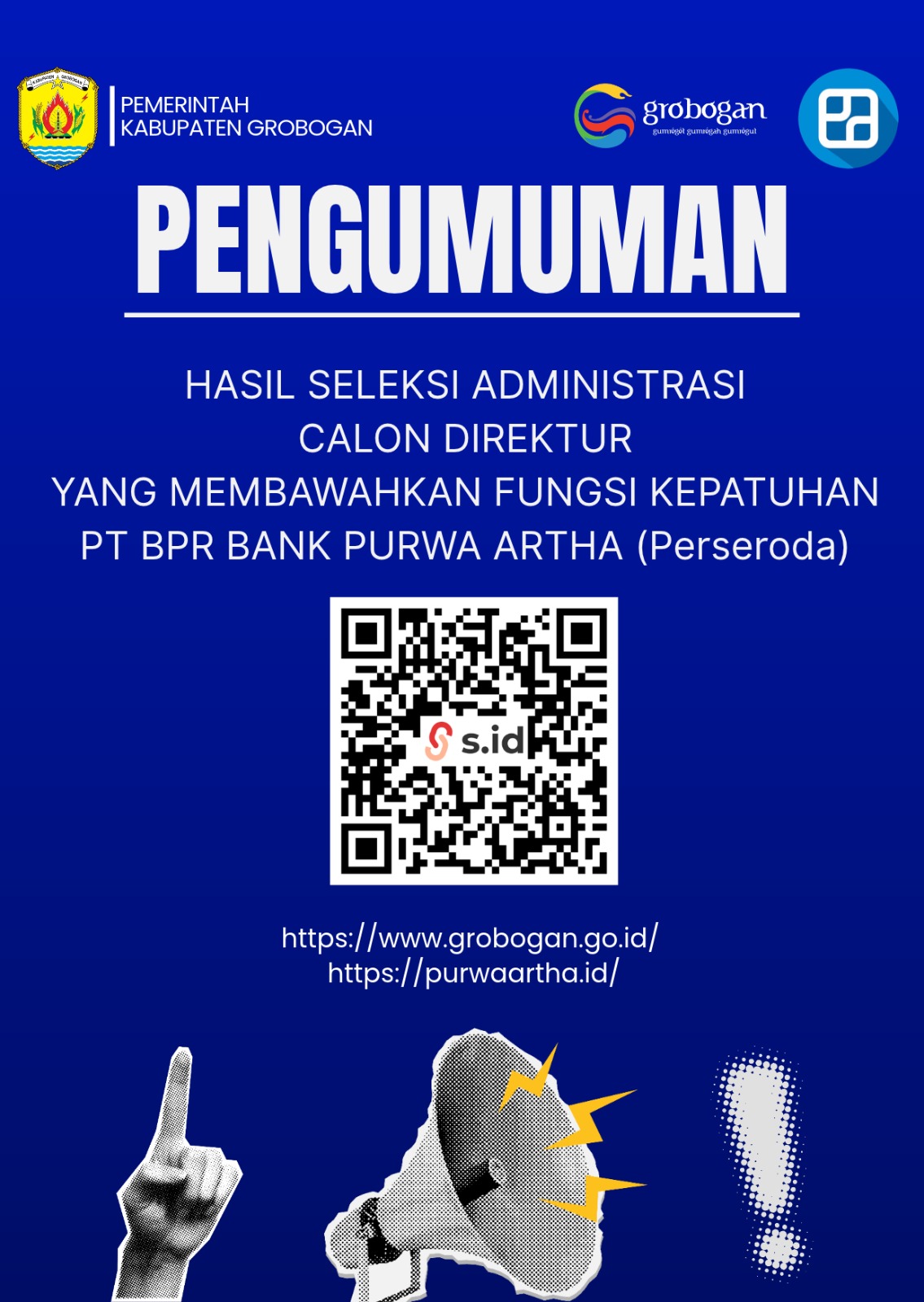 Hasil Seleksi Administrasi Calon Direktur yang Membawahkan Fungsi Kepatuhan PT BPR Bank Purwa Artha (Perseroda)