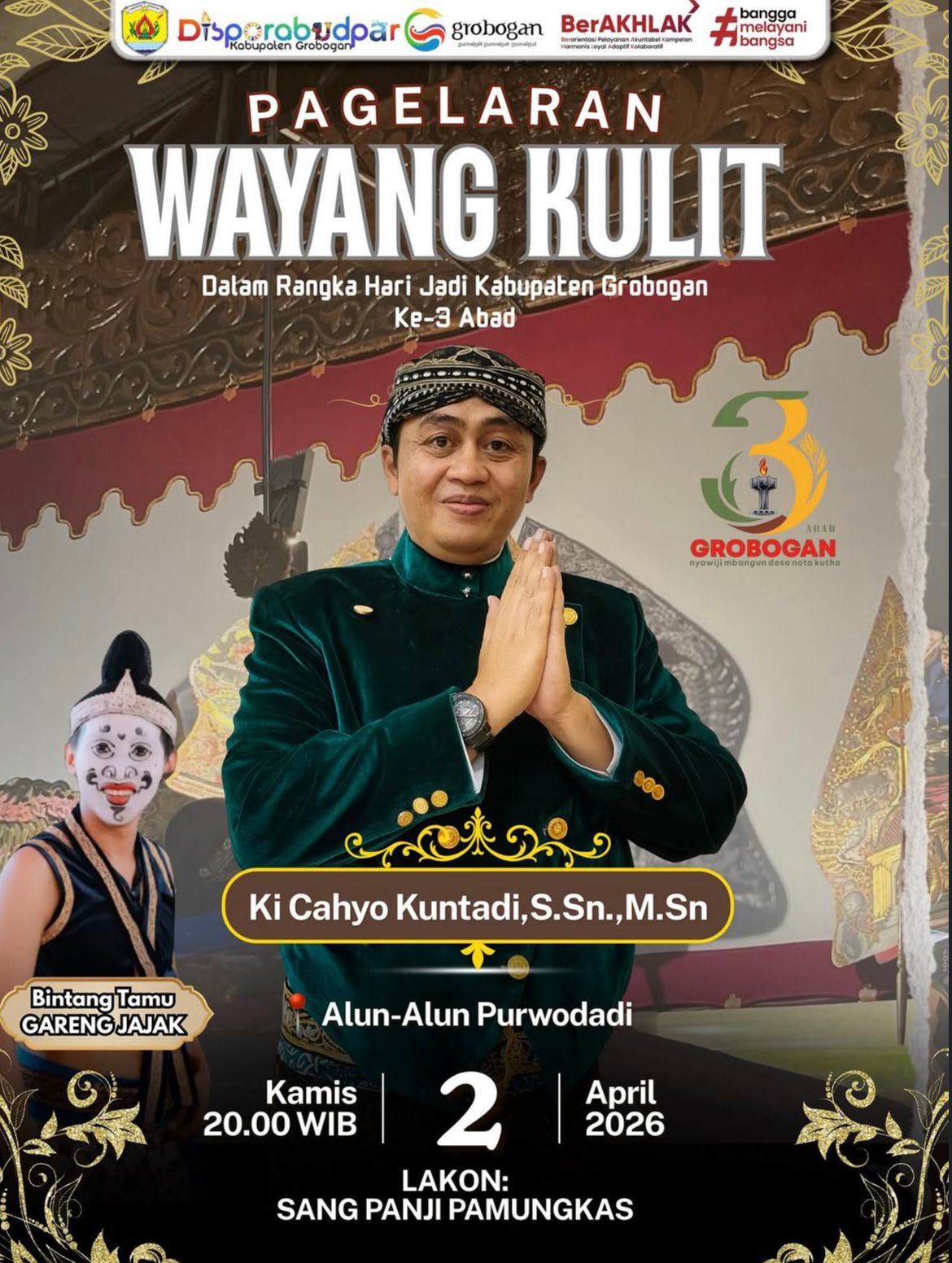 Pagelaran Wayang Kulit Hari Jadi Kabupaten Grobogan ke-3 Abad