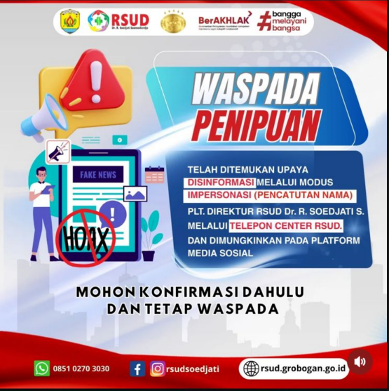 Penipuan Mengatasnamakan Plt. Direktur RSUD Dr. R. Soedjati
