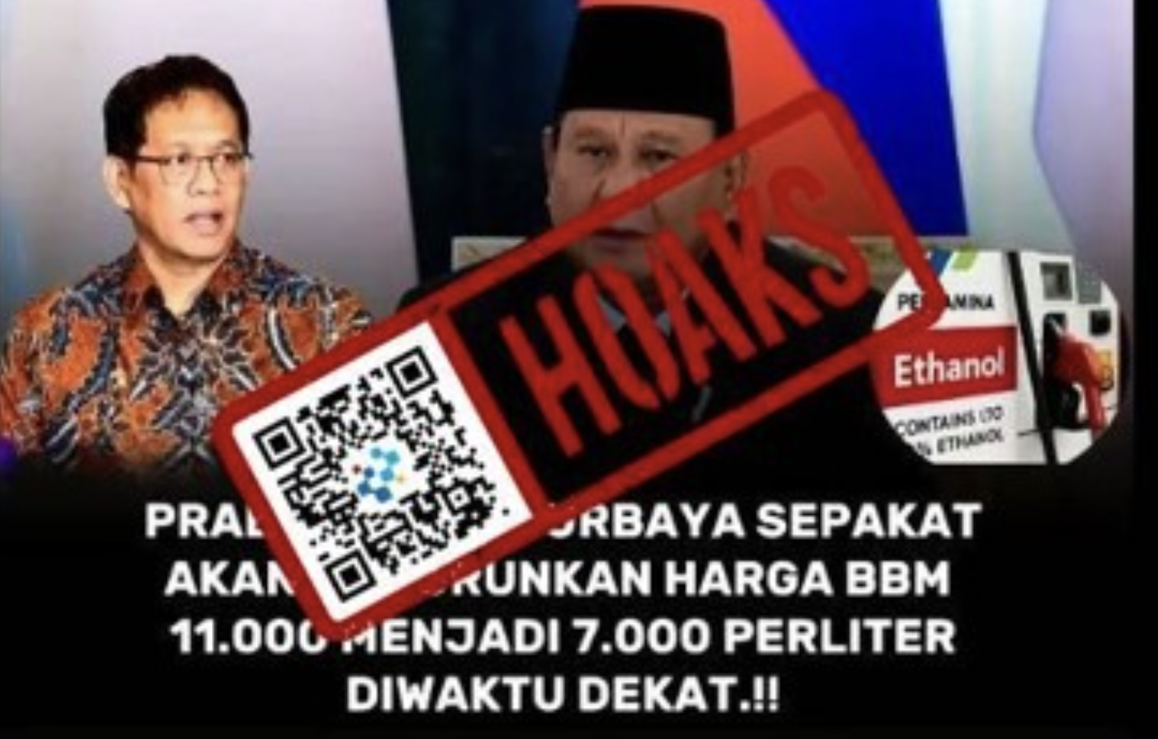 [HOAKS] Presiden Prabowo dan Purbaya Sepakat Harga Pertalite Turun Jadi Rp7.000 per Liter