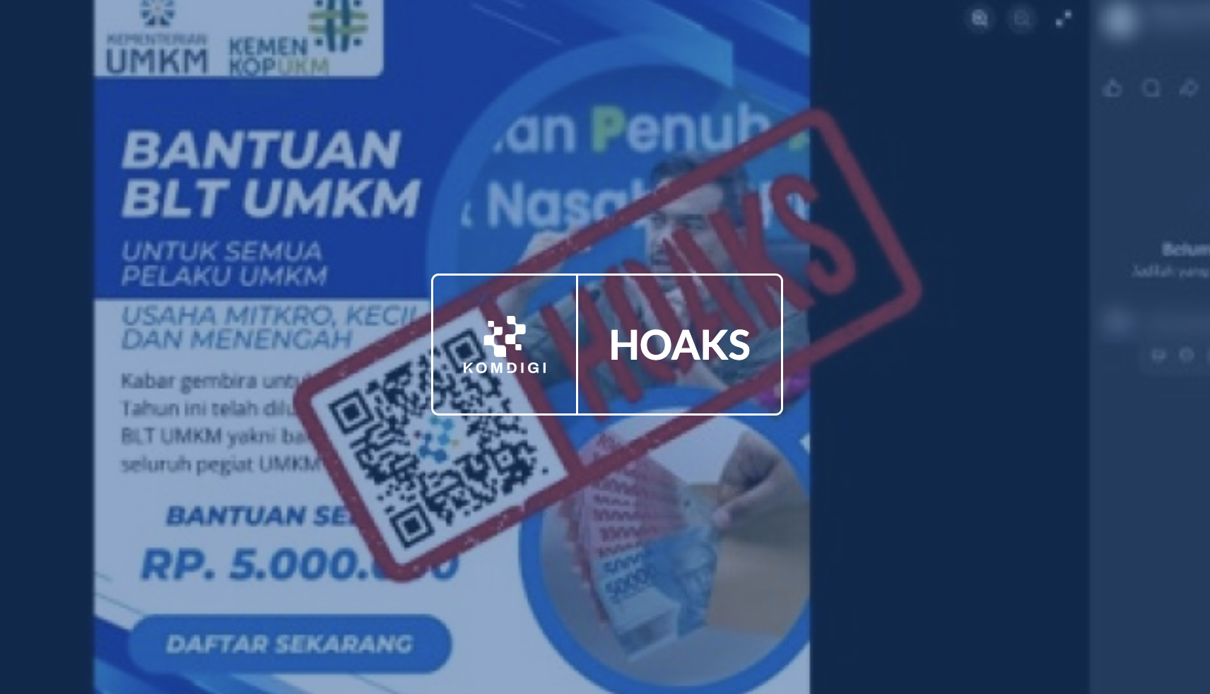 [HOAKS] Tautan Pendaftaran BLT UMKM Rp5 Juta dari Kementerian UMKM