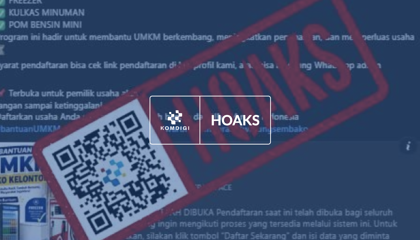 [HOAKS] Tautan Pendaftaran Bantuan Kulkas hingga Pom Mini untuk UMKM