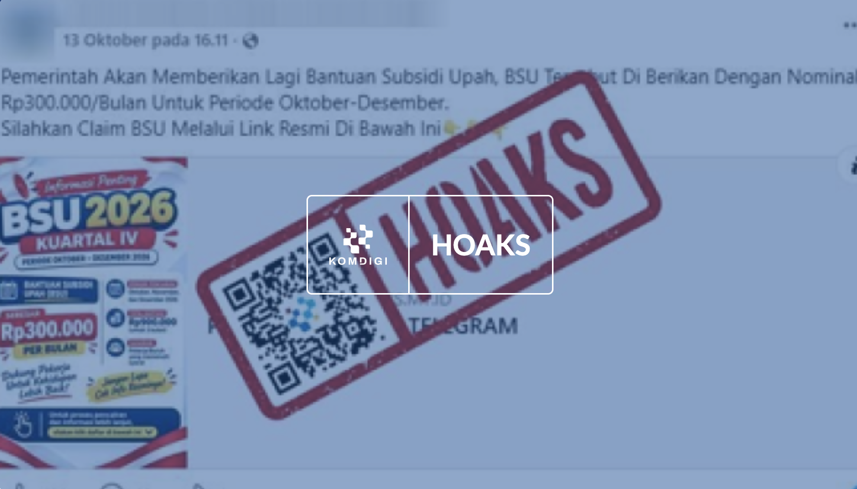[HOAKS] Tautan Pendaftaran BSU Oktober-Desember Lewat Telegram