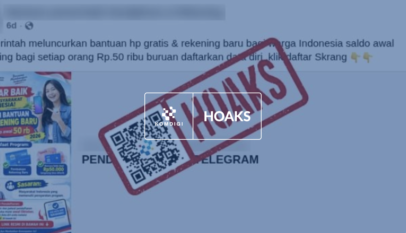 [HOAKS] Tautan Bantuan HP dan Rekening Baru dari Pemerintah