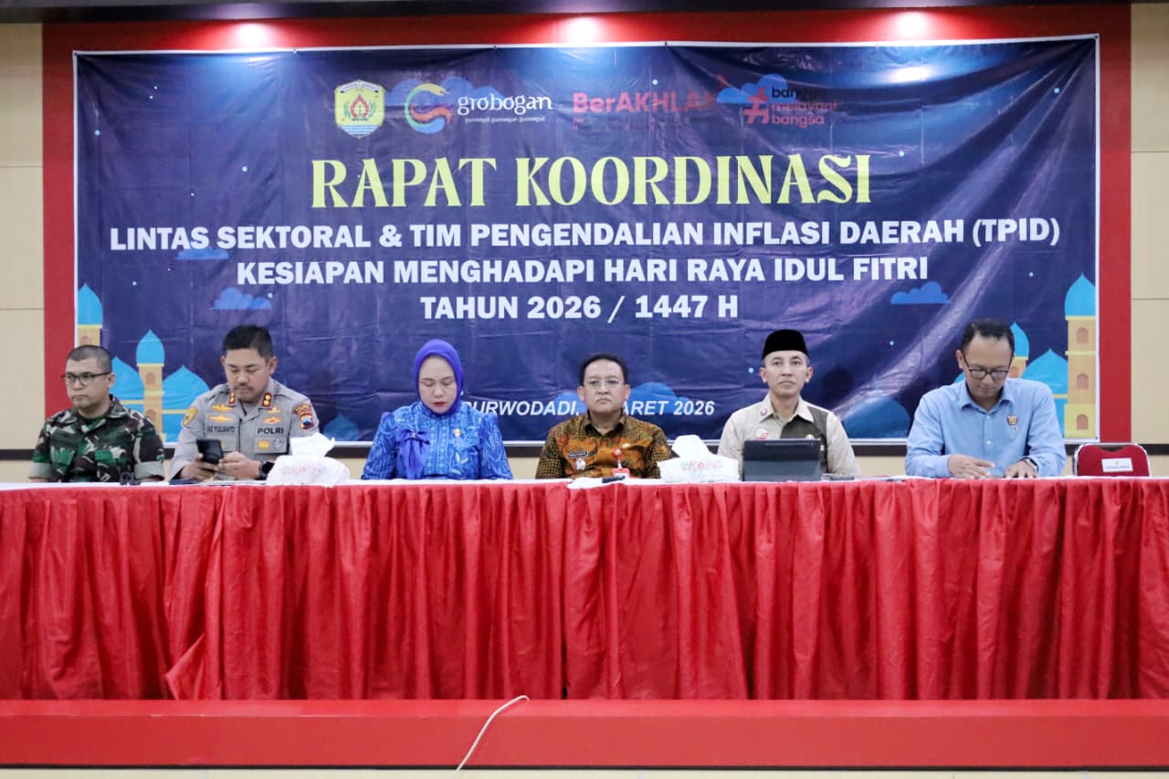 Rakor Lintas Sektoral dan TPID Bahas Kesiapan Idulfitri, Pemkab Grobogan Perkuat Koordinasi Layanan Publik